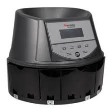 A black Cassida Coin Master Multifunctional Coin Processing Machine with an LCD display on the top panel.