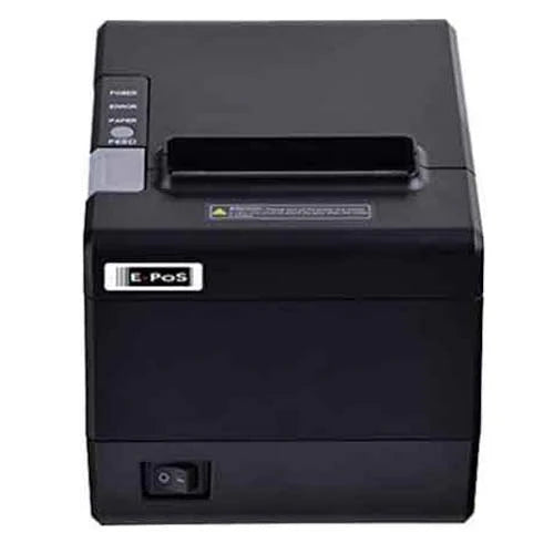 Black E-PoS printer on a white background