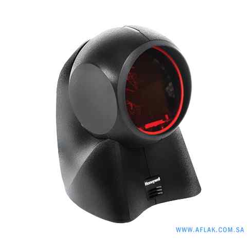 Honeywell Orbit 7190g 2D Hybrid Presentation Scanner, black in color, with a visible red scanning light.