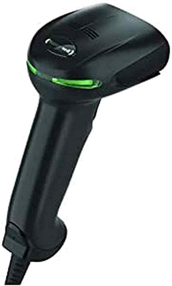 Honeywell Xenon 1950G 1D Barcode Scanner in black with a visible green scanning light, including USB cable.