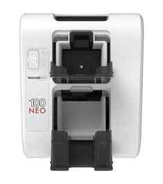 Magicard 100NEO Single Sided ID Card Printer featuring USB & Ethernet ports.