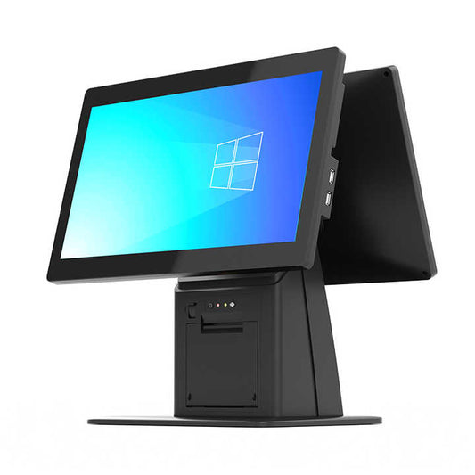 Touchscreen POS system with Windows logo on a white background
