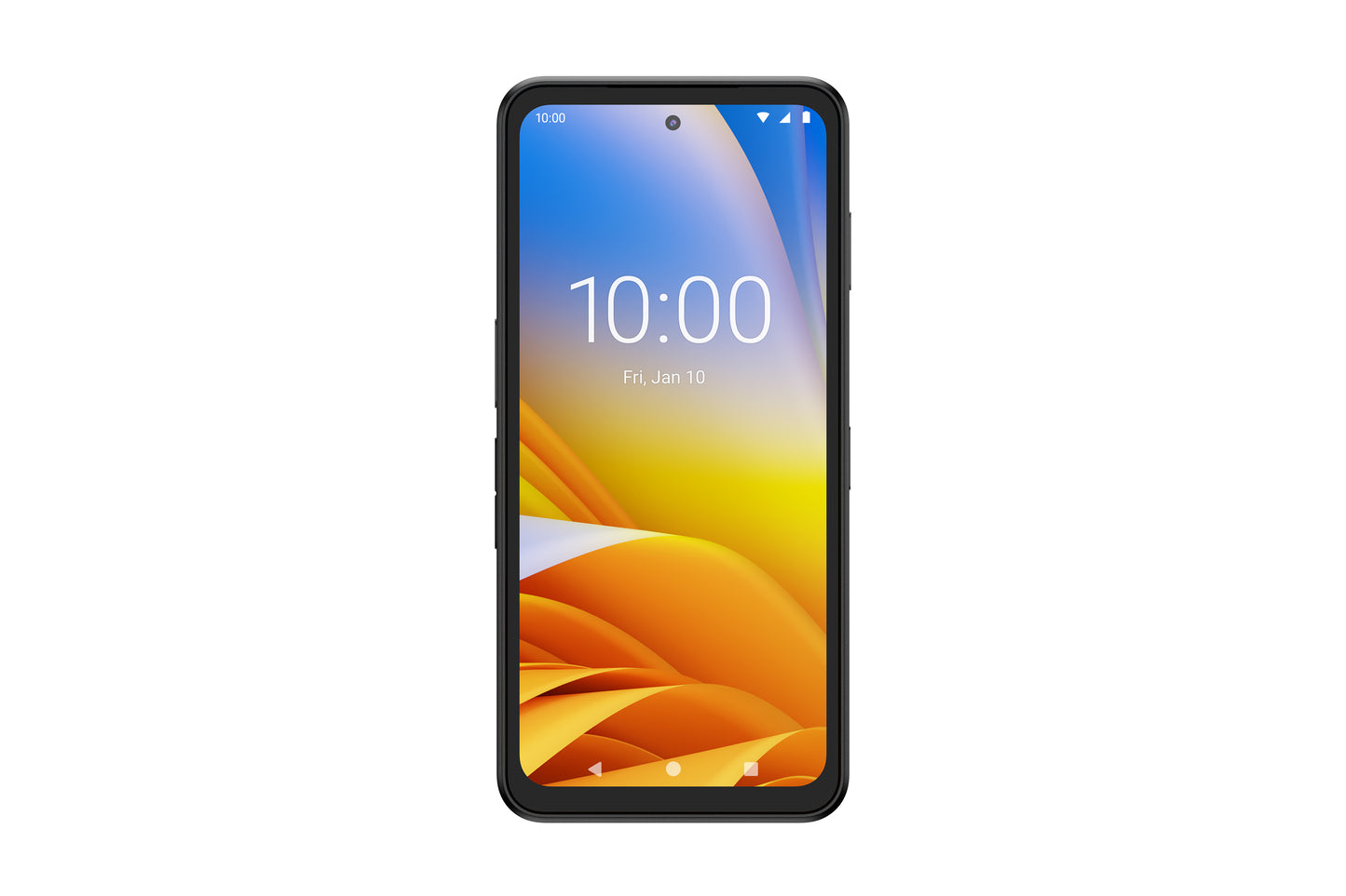 Smartphone with a colorful display on a white background