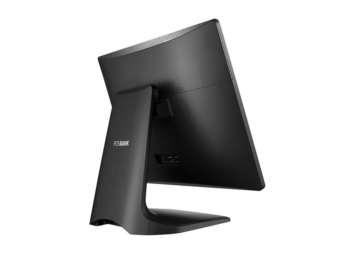 Black computer monitor with POSBANK branding on a white background