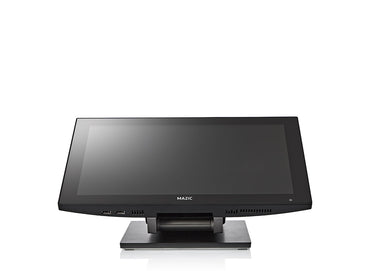 Black touchscreen monitor with MAZIC branding on a white background