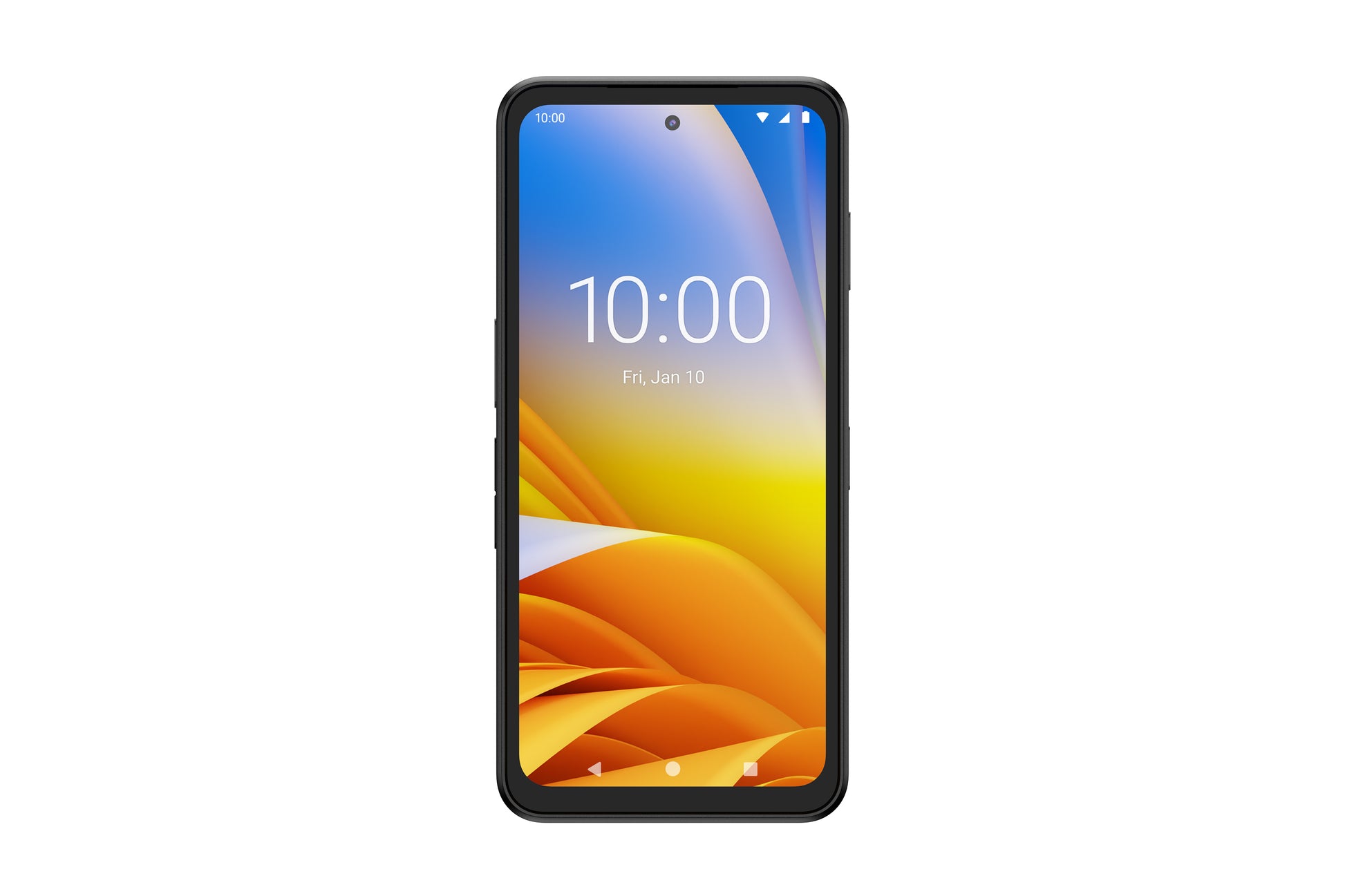 Smartphone with a colorful display on a white background